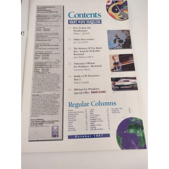 Shortwave Magazine Britain Radio Oct 1997 Antenna Weather Vintage Technology - Picture 3 of 9